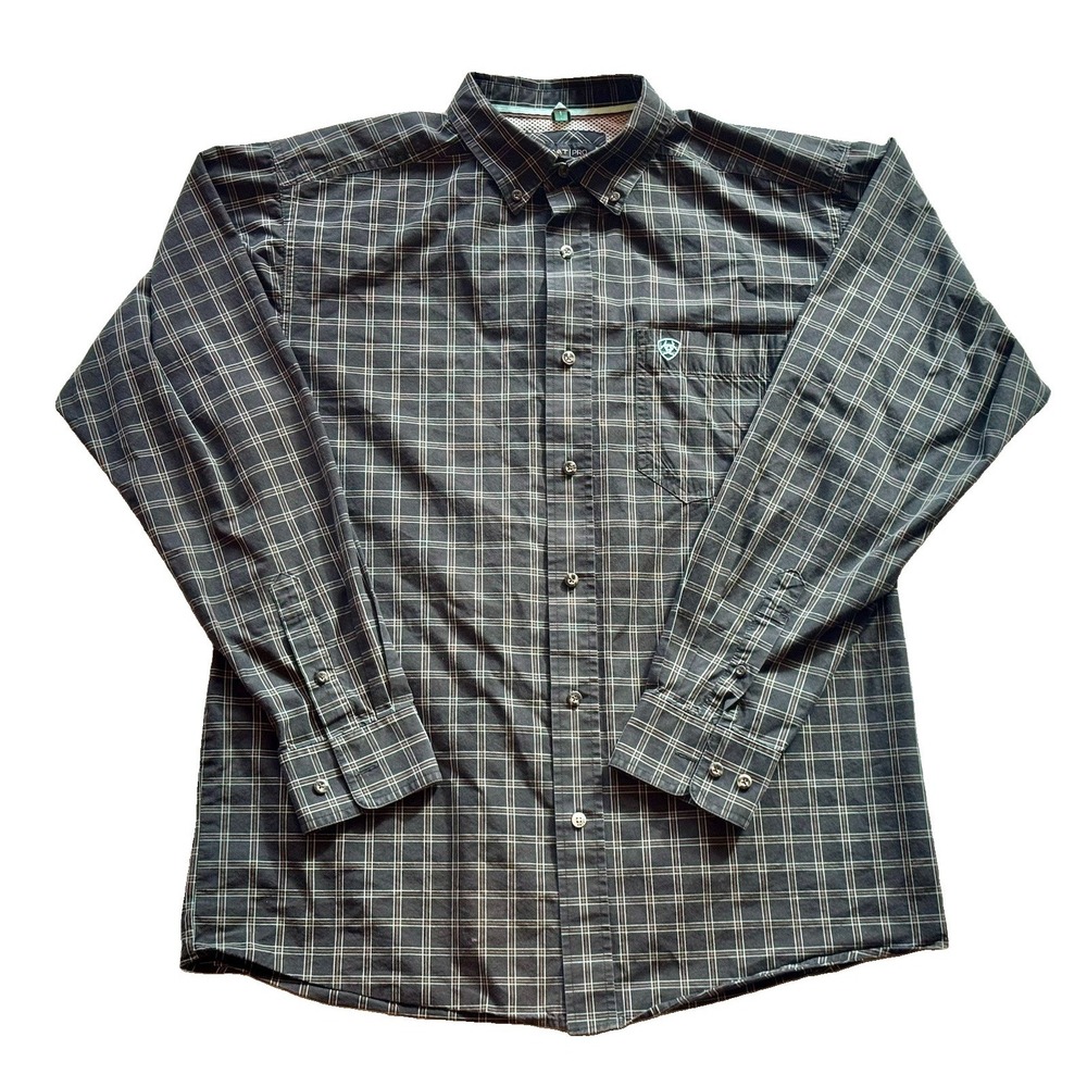 Ariat Pro Series Nash Mens M Plaid Long Sleeve Button Shirt 10047336